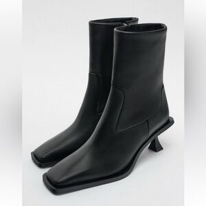 Zara heeled leather boots. New with tags. Size 6.5